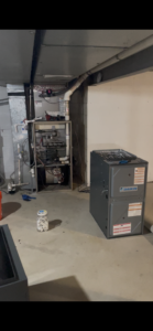 Existing furnace opened for replacement evaluation by Metro HVAC in Camp Hill PA 17011