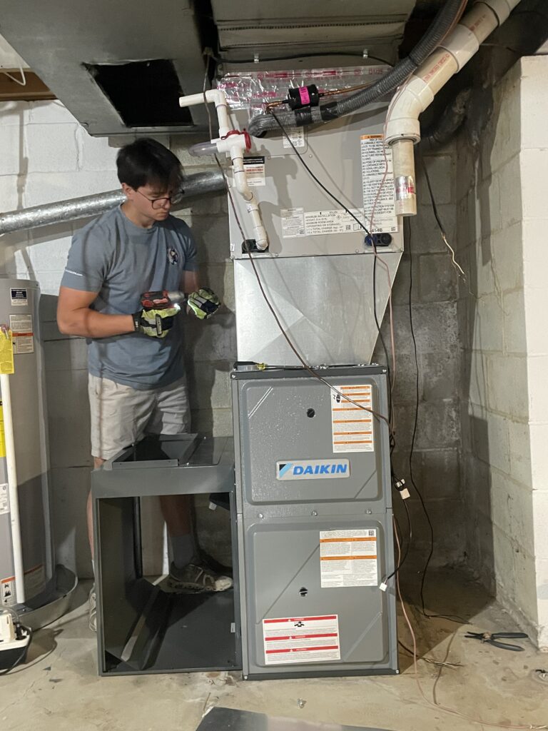Gas piping and shutoff work documented during Metro HVAC furnace replacement in Camp Hill PA