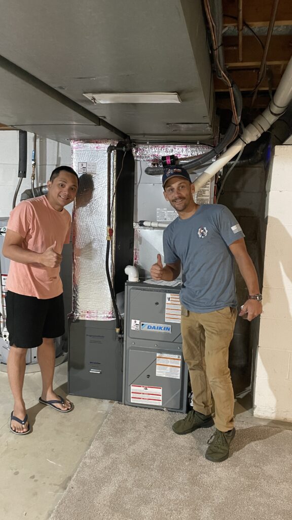Metro HVAC client with completed Daikin furnace installation in Camp Hill PA