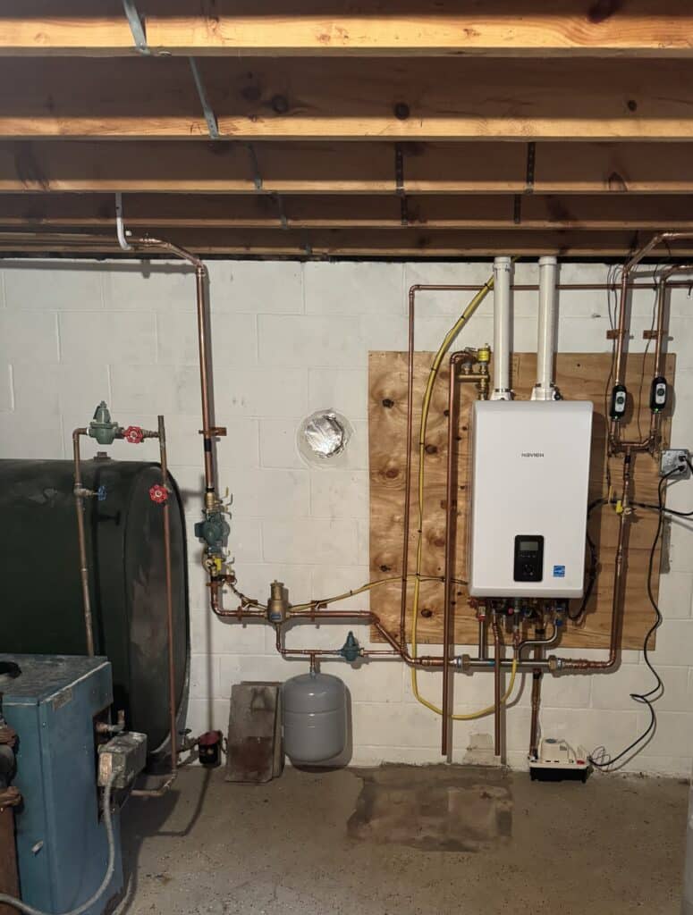 Tankless water heater installation completed by Metro HVAC in Halifax, Pennsylvania